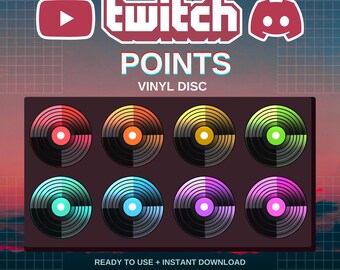 Kanaalpunten vinyl schijfjes | Badges | Kant-en-klaar | Twitch | Onenigheid | YouTube | Streamers