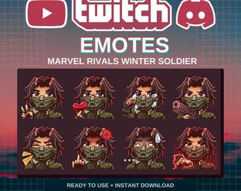 Winter Soldier Bucky Marvel Rivals-emotes | Kant-en-klaar | Twitch | Onenigheid | YouTube | Streamers