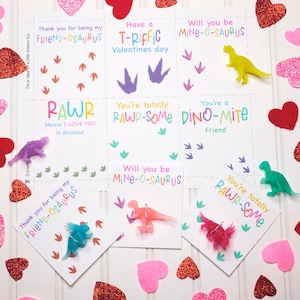 IMPRIMIR SU PROPIO Divertido Dinosaurio San Valentín Descarga Digital- 6 Diseños Diferentes - Kids School Valentines- Descargar Sólo