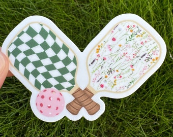Pickleball Sticker | Pickleball Paddles | Sports | Floral | Waterproof Sticker | Water Bottle Sticker | Hello Lemon Design