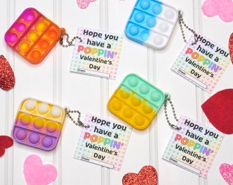 Popping Valentines Day Valentine's - Pop It Toy key Chain - Kids School Valentines