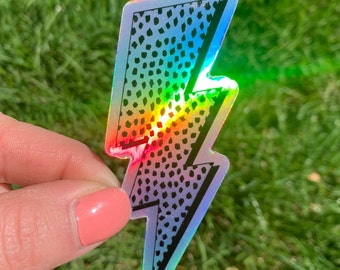 Holographic Lightning Bolt | Lightning Bolt | Water Resistant Sticker | Holographic