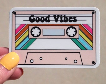 Good Vibes Cassette Tape Sticker - Waterproof Sticker- Retro Cassette Tape