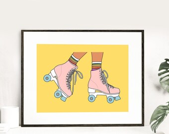 Patinador retro - Descarga digital instantánea - Arte retro - Impresión digital