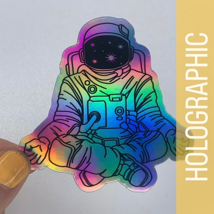 Holographic Astronaut Sticker- Space-water Resistant Sticker ...