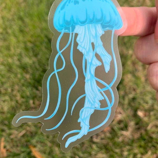 Jellyfish Sticker- Clear sticker- Jellyfish- Water Resistant Sticker- Transparent Stickers