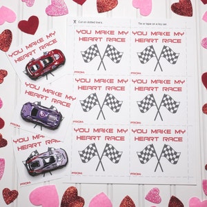 PRINT JE EIGEN You Make My Heart Race Valentijnsdag Digitale download - Kids School Valentines - Alleen download