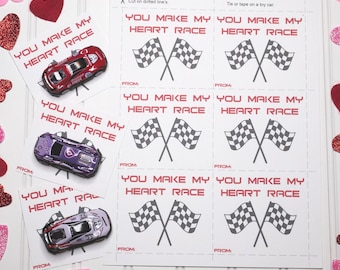 PRINT YOUR OWN You Make My Heart Race Valentine's Day Digital Download - Kids School Valentines- Download Only