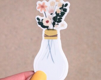Floral Lightbulb Sticker - Waterproof Sticker- Vintage