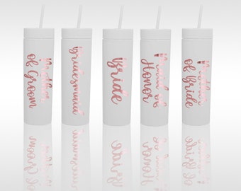 Custom Bridal Party Skinny 16oz Tumbler | Customizable | Wedding | Bride | Bridesmaid Gift | Maid of Honor Gift | Wedding Colors