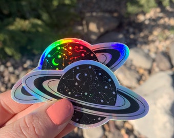 Saturn Sticker Holographic- Constellations- Water Resistant Sticker- Holographic