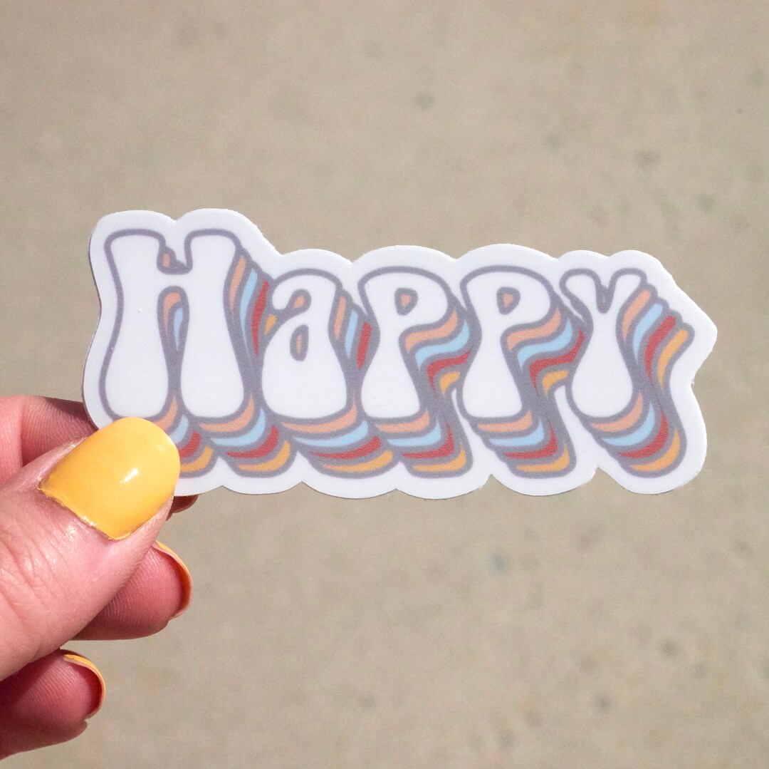 Too Happy Sticker Happy Sticker - Waterproof Sticker- Retro - Etsy