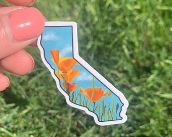 California Mini Sticker | California State Flower | Poppies | Mini Sticker | 2” | Waterproof Sticker | Hello Lemon Design Co