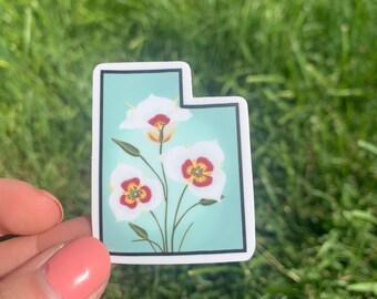 Utah Mini Sticker | Utah State Flower | Sego Lily | Mini Sticker | 2” | Waterproof Sticker | Hello Lemon Design Co