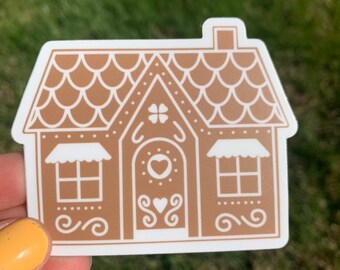 Gingerbread House Sticker - Waterproof Sticker- Christmas- Gingerbread Man