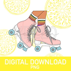 Retro Skater Design PNG Digital Download Printable Sublimation Retro Hippy Roller Skates