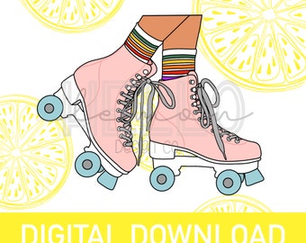 Retro Skater Design PNG digitale download afdrukbare sublimatie Retro hippie rolschaatsen