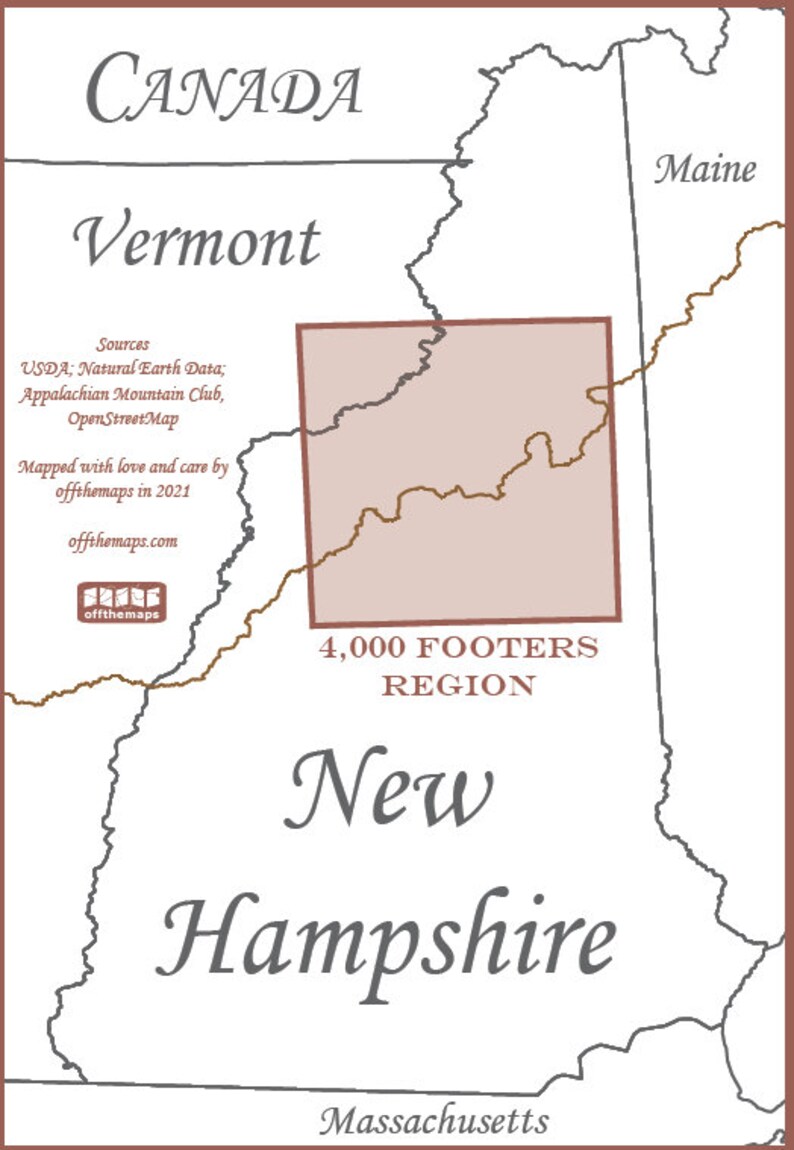 New Hampshire 4000 Footers Map Etsy