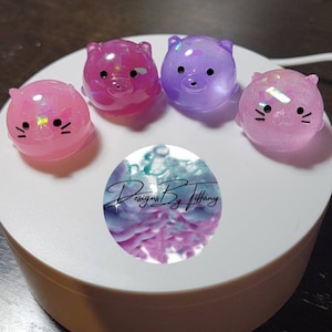 Cute Animal keychains or figure kitty bear pig duck iridescent Cat Keychain Resin Epoxy Paint