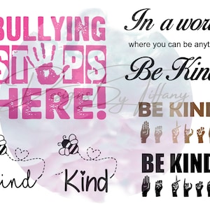 6 Pink Shirt Day SVG PNG JPEG Anti Bullying Be Kind Bully Digital DOwnload