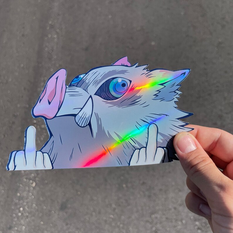 Beast pigHead Swordsman Car Peeker Sticker Holographic 