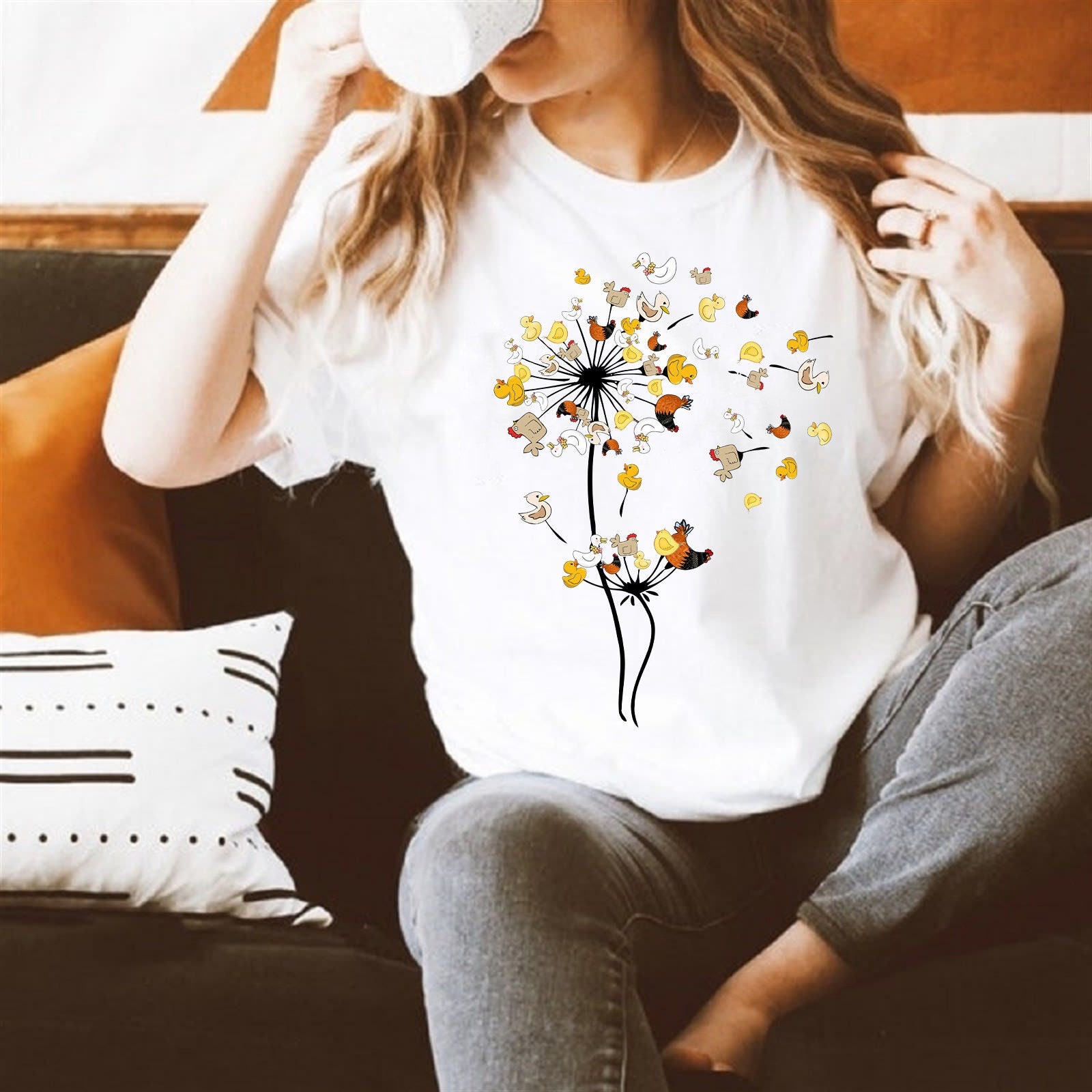 Dandelion Chicken Flower Famer T-shirt 