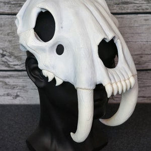 Máscara de calavera de tigre dientes de sable en blanco sin pintar, en blanco y negro, en 2 tamaños