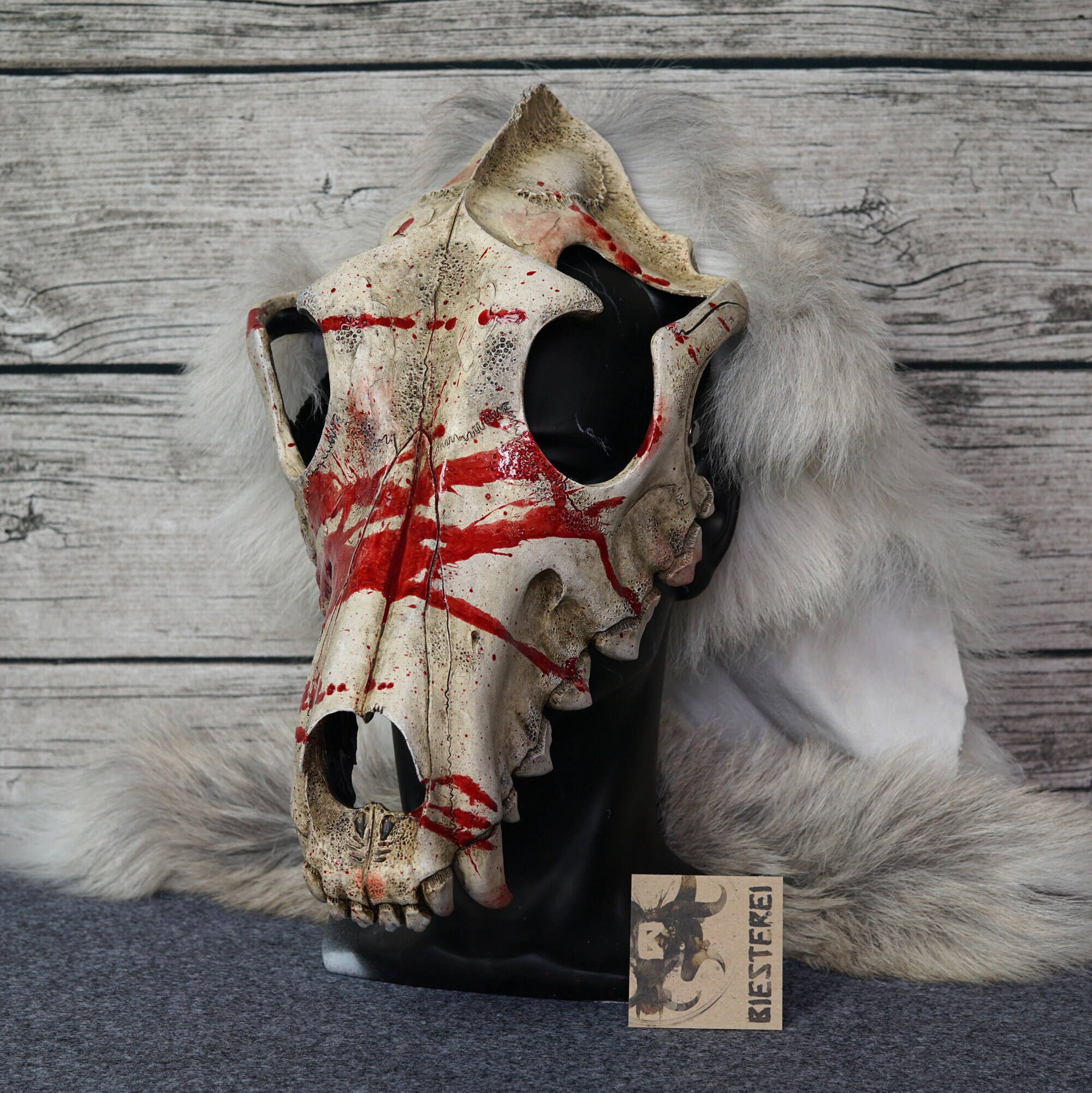 Therian Wolf skull mask black / white / luminous resin mask -  Portugal