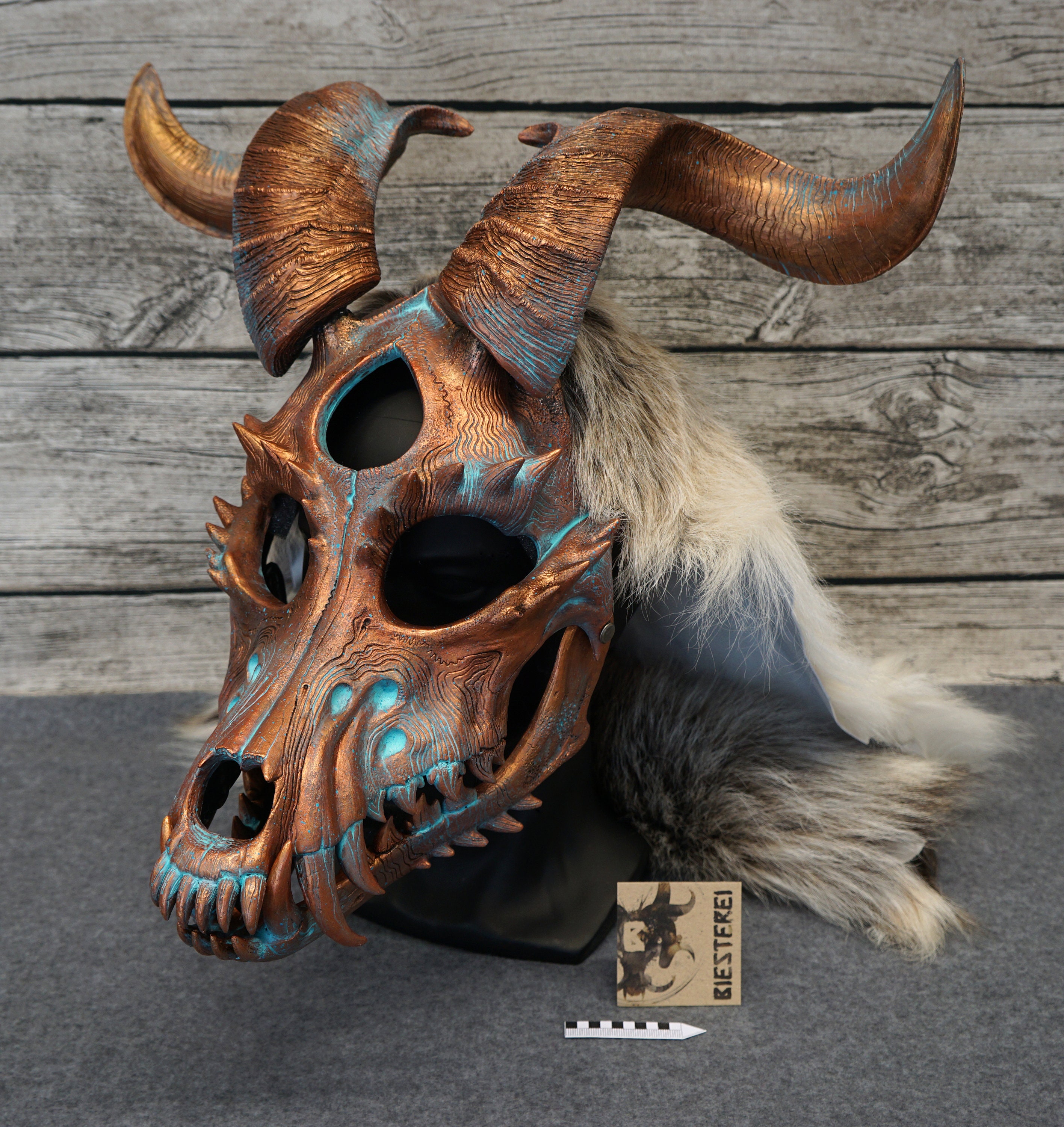 Wolf Mask Brown Wolf With Runes Painting for Larp Cosplay Medieval
