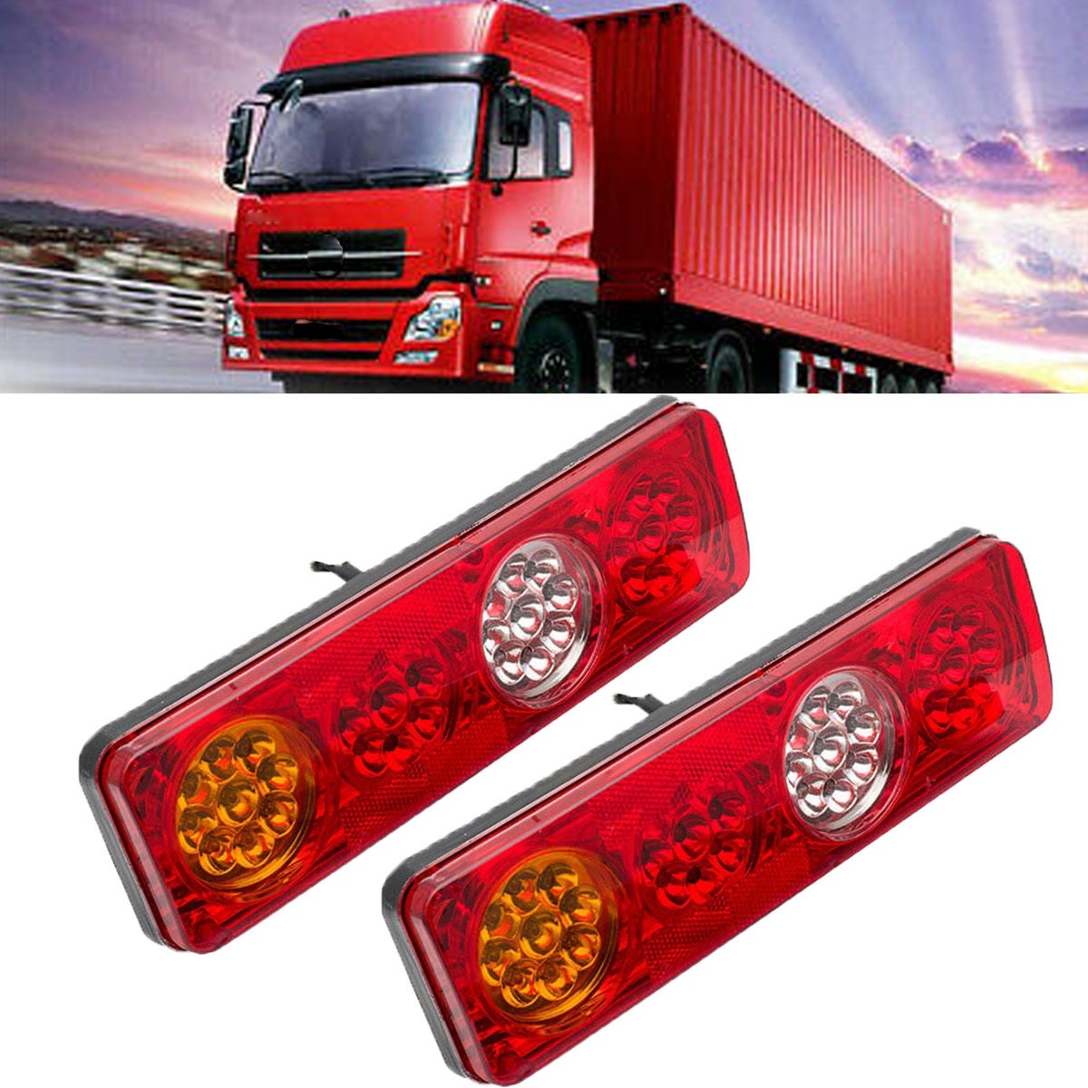 2 LED Rear Red Frontier Lights & License Plate Lamp 24V Truck Trailer Bus