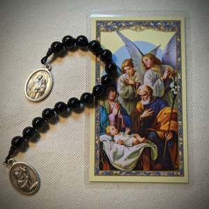 St. Andrew Novena Chaplet (Black Jasper) with Laminated Prayer Card