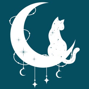 Cat on the Moon Crochet Tapestry Pattern - Instant Download