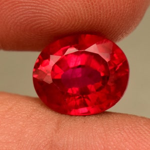 Rubí rojo natural certificado de 5,75 ct, piedra preciosa suelta de corte ovalado de Mozambique, calentada