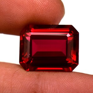 Pigeon Blood Red Ruby, Emerald Cut, 16.60 Ct Loose Gemstone