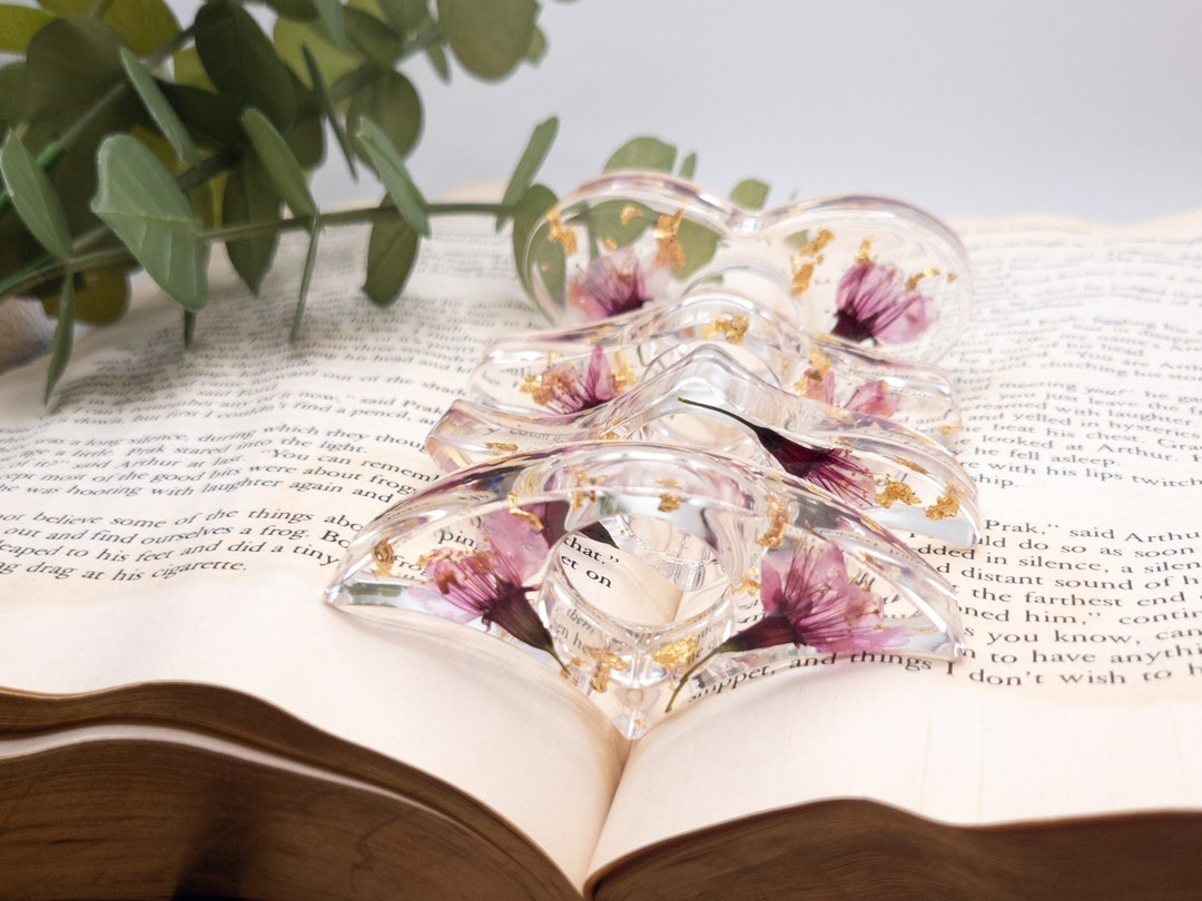 Floral Book Page Holder, Flower Thumb Page Holder, Resin Page Spreader