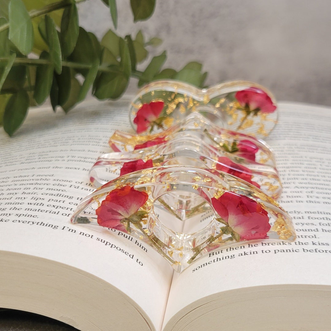 Rose Book Page Holder, Flower Thumb Page Holder, Resin Page Spreader