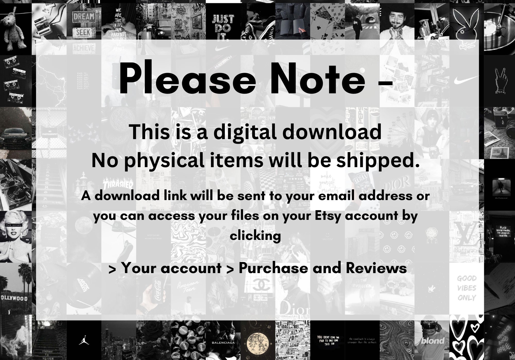 135 PCS Wall Collage Black & White Aesthetic Wall Art Wall Etsy