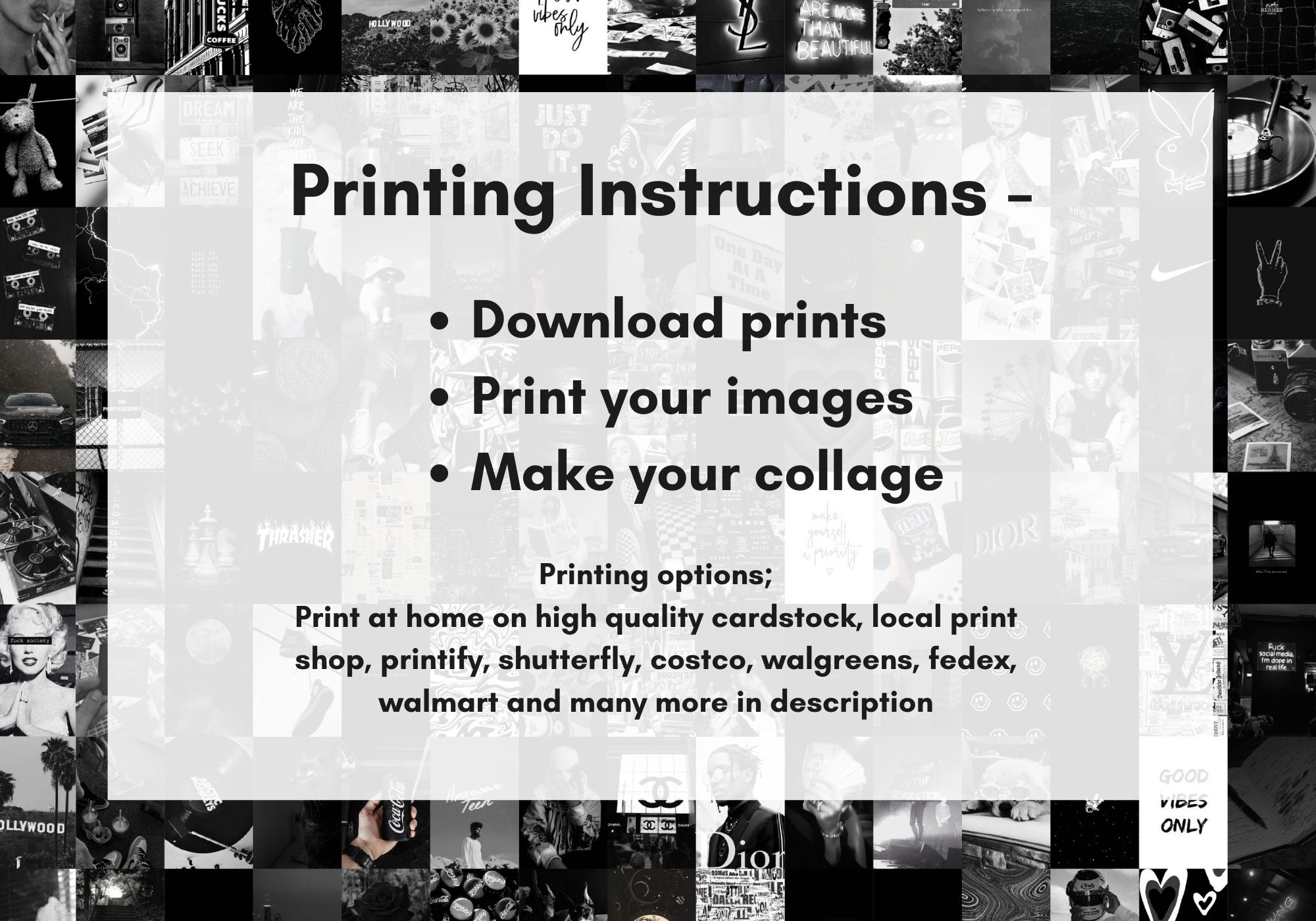 135 PCS Wall Collage Black & White Aesthetic Wall Art Wall Etsy