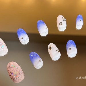Winter Wonderland- 10 Pc Press on nails - Dreamy Press on Nails, False nails, Cute Press on Nails, Sweet girl Nails , stick on nails