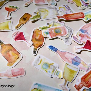 15 PCS Cocktail Sticker Pack - Matte Kawaii Wine stickers, Alcohol sticker pack, Cute drink sticker pack, scrap book,water resistant sticker image 3