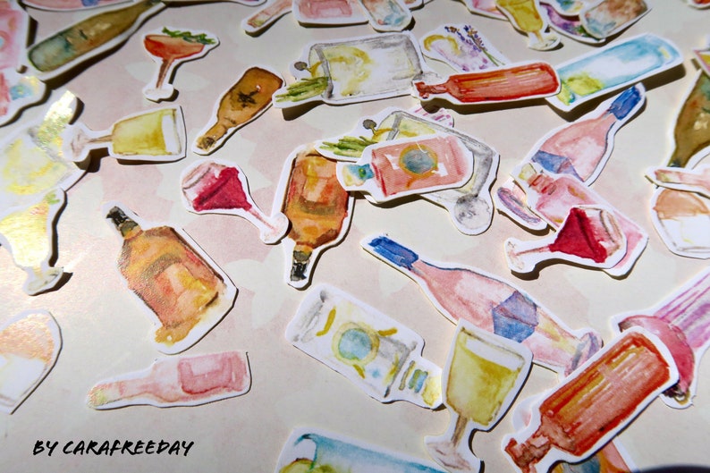 15 PCS Cocktail Sticker Pack - Matte Kawaii Wine stickers, Alcohol sticker pack, Cute drink sticker pack, scrap book,water resistant sticker image 3