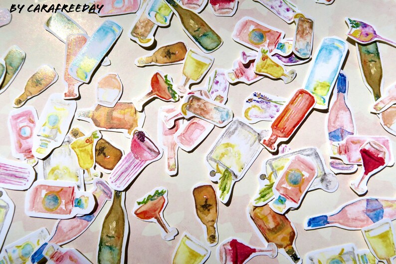 15 PCS Cocktail Sticker Pack - Matte Kawaii Wine stickers, Alcohol sticker pack, Cute drink sticker pack, scrap book,water resistant sticker image 6