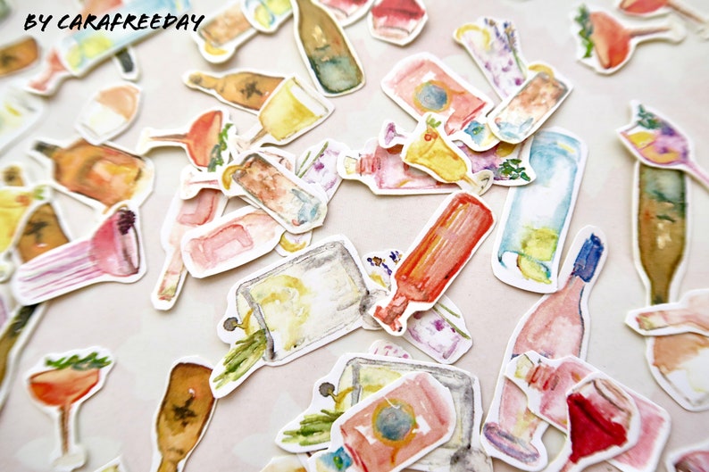 15 PCS Cocktail Sticker Pack - Matte Kawaii Wine stickers, Alcohol sticker pack, Cute drink sticker pack, scrap book,water resistant sticker image 7