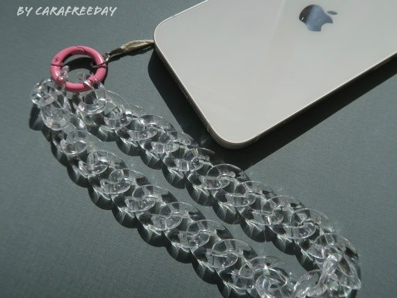 Easy Grip Clear Wristlet, Phone Strap, Minimal Phone Charm,  7inch Phone Lanyard , phone keychain, chunky chain, Wrist holder, phone chain