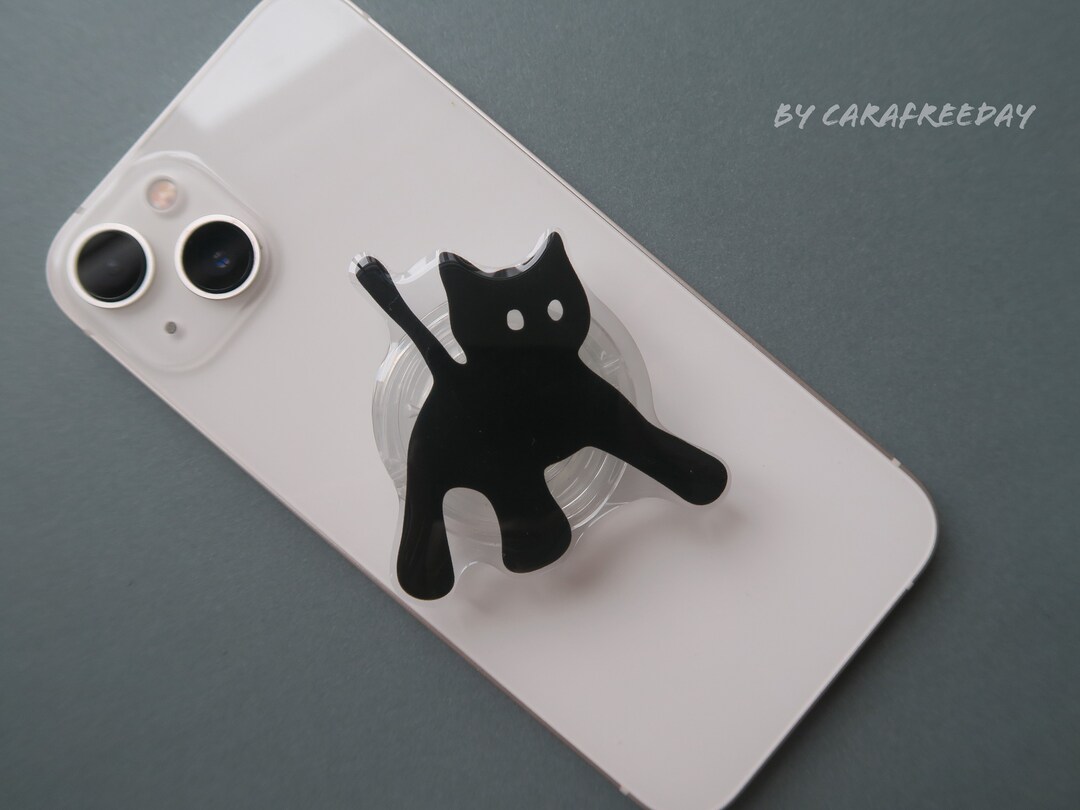 Black Cat Phone Grip/phone Holder/ Cute Phone Mount /black Etsy
