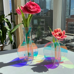 Iridescent Vase/Single Stem Vase/Table Centrepiece/Gifts for Her/Wedding Decoration/Outdoor Indoor Vase/Anniversary Gift/Acrylic Flower Vase