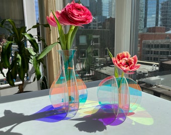 Iridescent Vase/Single Stem Vase/Table Centrepiece/Gifts for Her/Wedding Decoration/Outdoor Indoor Vase/Anniversary Gift/Acrylic Flower Vase