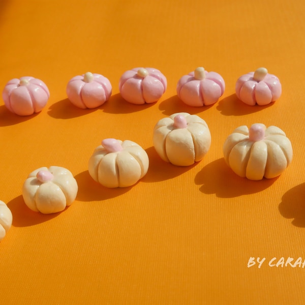 Pink Pumpkin Charm - Clay Phone Charm, Mini Pumpkin Decor, Pumpkin Progress Tracker, Pastel color Pumpkin, Miniature, Stitch Marker