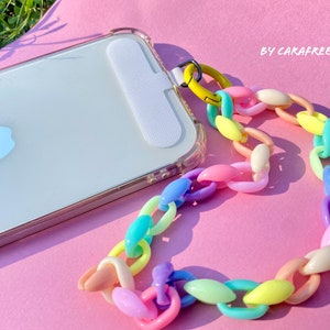 Bracelet multi-usage de couleur pastel pour téléphone et clés, dragonne pour téléphone avec carte de connexion, lanière de poignet, porte-clés pastel, grosse chaîne de poignet