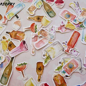 15 PCS Cocktail Sticker Pack - Matte Kawaii Wine stickers, Alcohol sticker pack, Cute drink sticker pack, scrap book,water resistant sticker image 8
